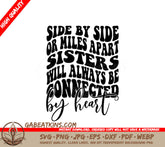 Sisters Connected By Heart SVG - Retro Friendship Design SVG