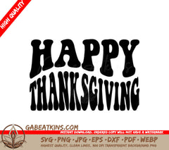 Retro Happy Thanksgiving Silhouette SVG SVG