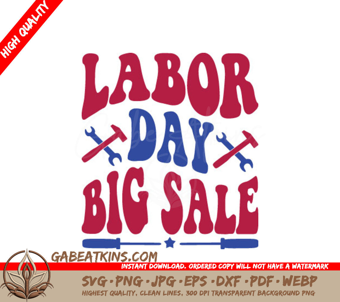 Retro Red & Blue Labor Day Big Sale SVG SVG