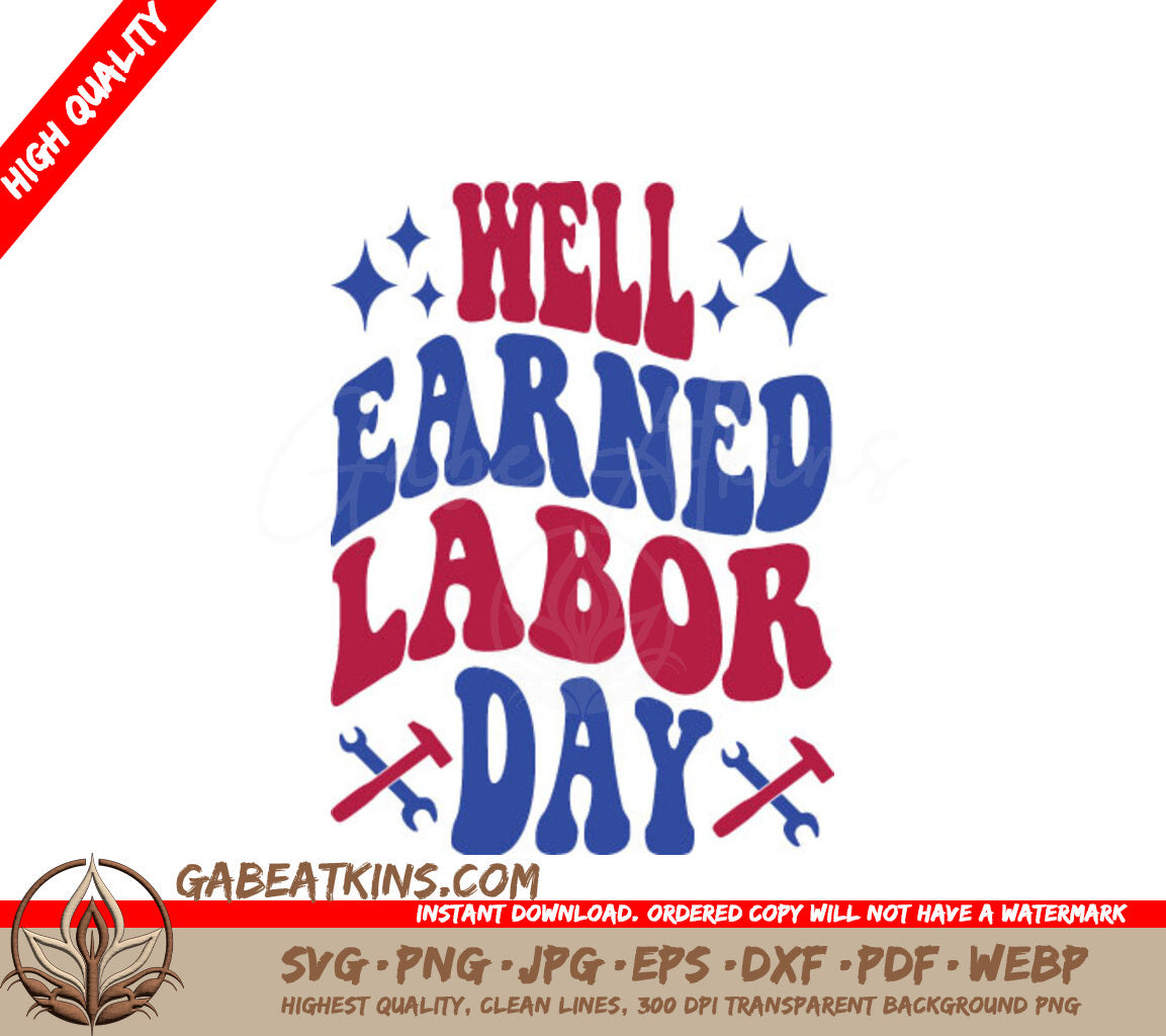 Retro Red & Blue Well Earned Labor Day SVG SVG