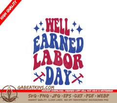 Retro Red & Blue Well Earned Labor Day SVG SVG