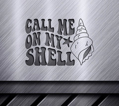 Retro Summer Call Me On My Shell SVG - Sea Shell Drawing SVG