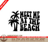 Retro Summer Beach Palm Tree Design SVG - Meet Me At The Beach SVG