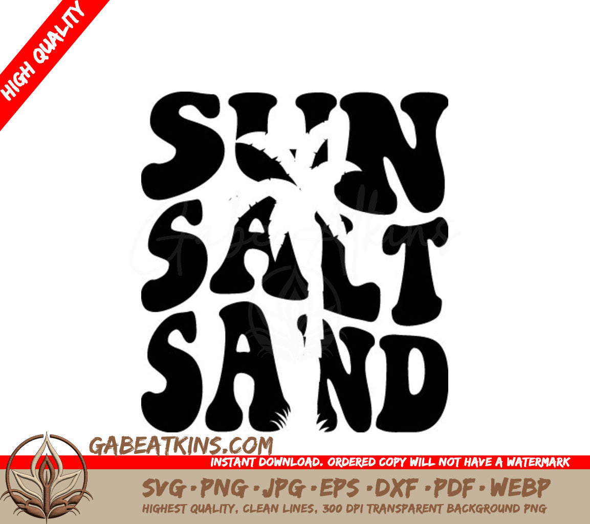 Retro Sun, Salt, Sand Palm Tree Design SVG SVG