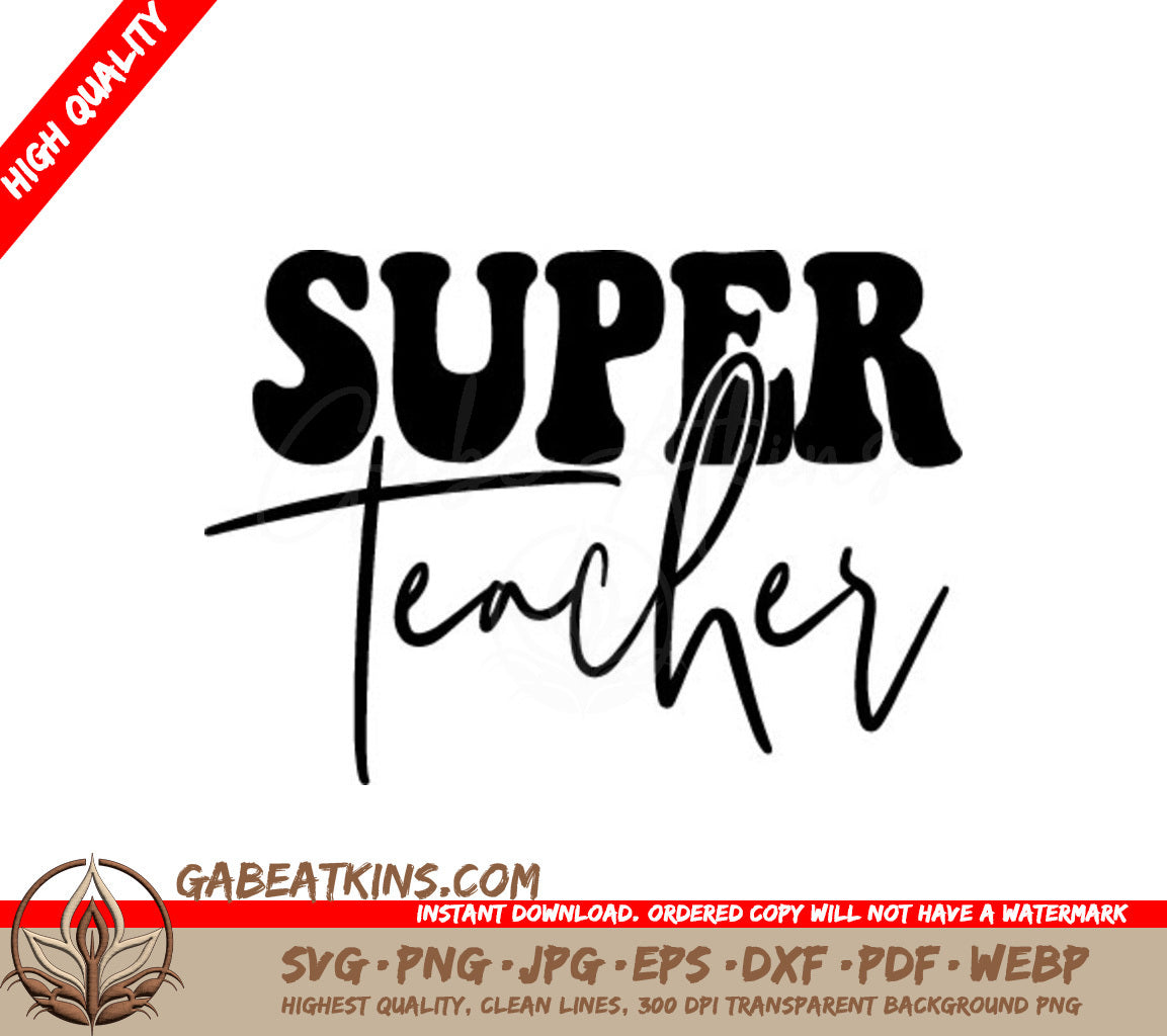 Retro Teacher SVG Design - Super Teacher Design SVG