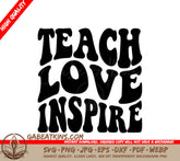 Retro Teacher Teach Love Inspire SVG SVG