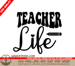 Retro Teacher Life SVG - Pencil Design SVG