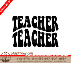 Retro Teacher SVG - Teacher Word Design SVG
