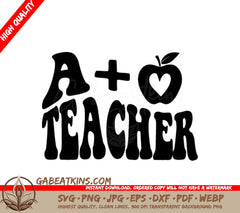 Retro Teacher Apple & Heart Design SVG - SVG