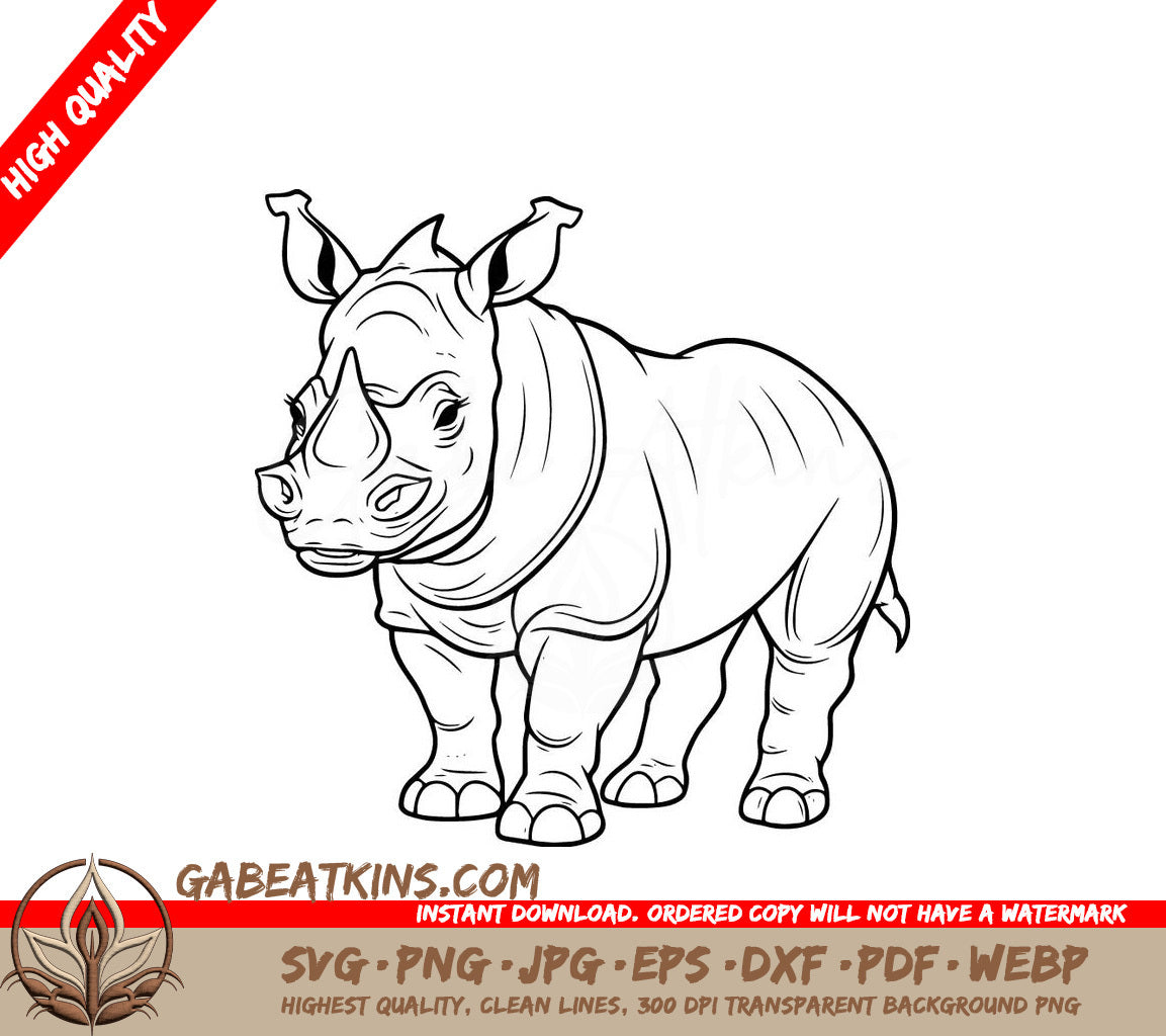 A Rhinoceros On A White Background SVG - Rhinoceros SVG
