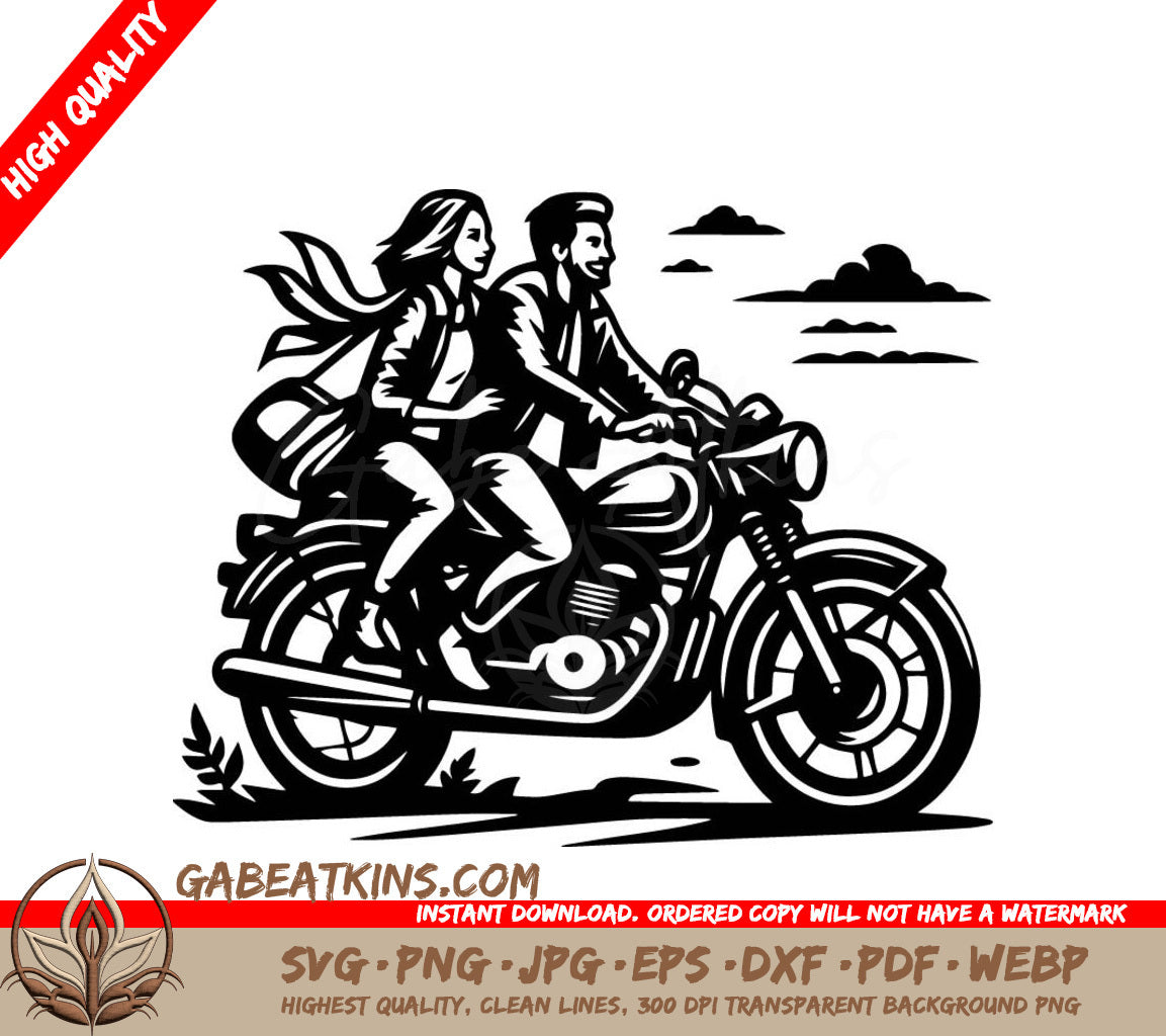 A Man And Woman Riding A Motorcycle SVG - Ride Together SVG
