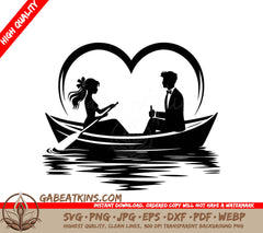 A Bride And Groom In A Boat SVG - Romantic Rowboat Ride SVG