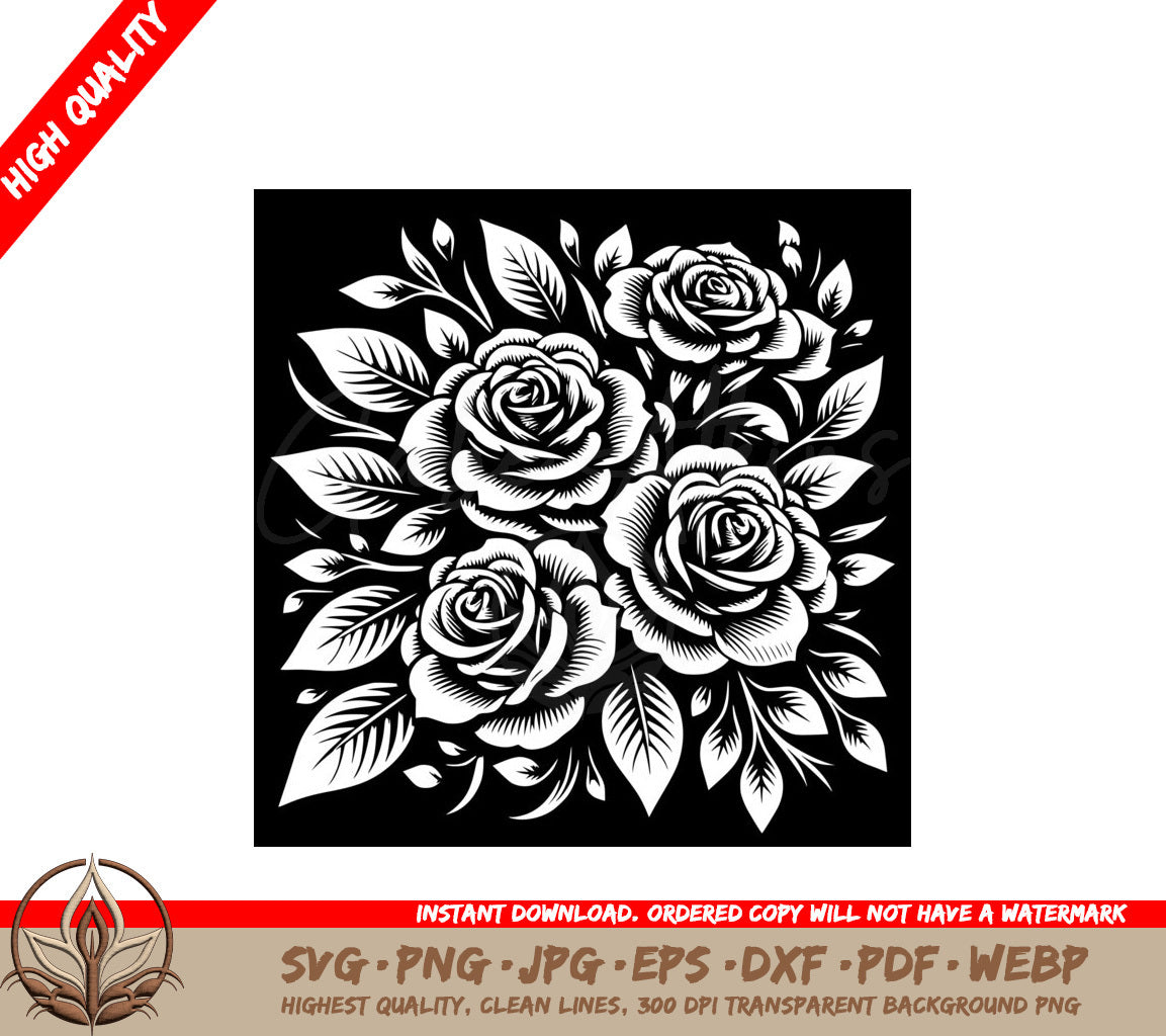 Rose Harmony SVG PNG JPG AI PDF DXF EPS WebP - Digital Download