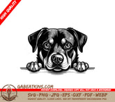 Rottweiler Peeking Over Wall SVG -  Dog Illustration SVG