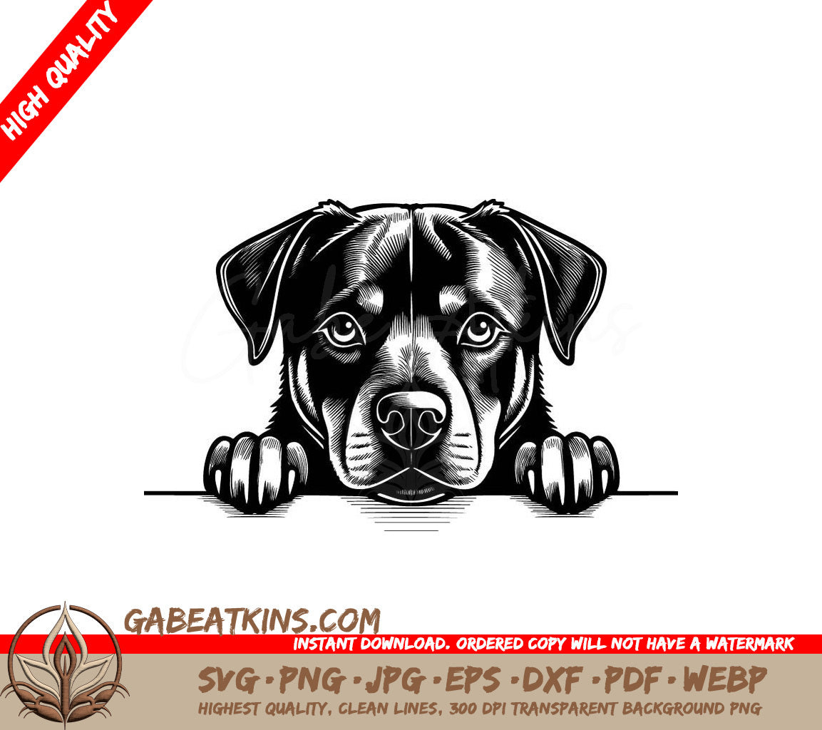 Rottweiler Peeking Face SVG - Dog Portrait SVG
