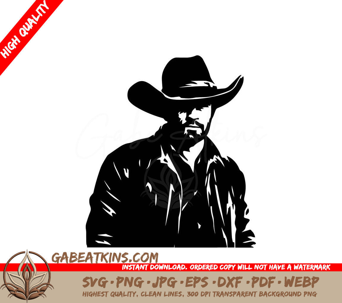 A Man Wearing A Cowboy Hat SVG - Rugged Cowboy SVG