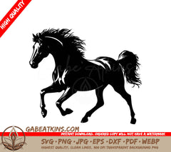 A Horse On A White Background SVG - Running Horse silhouette vector design SVG