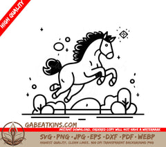 A Horse Jumping In The Air SVG - Running horse Vector illustration in flat line style Design element for poster banner card flyer SVG