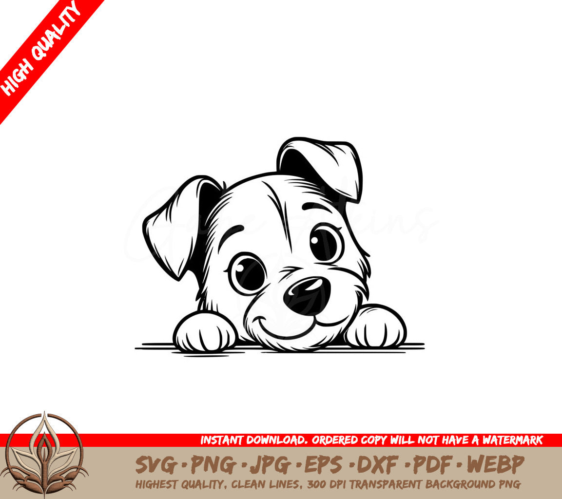 Russell Terrier Peekaboo SVG PNG JPG AI PDF DXF EPS and WebP - Digital Download