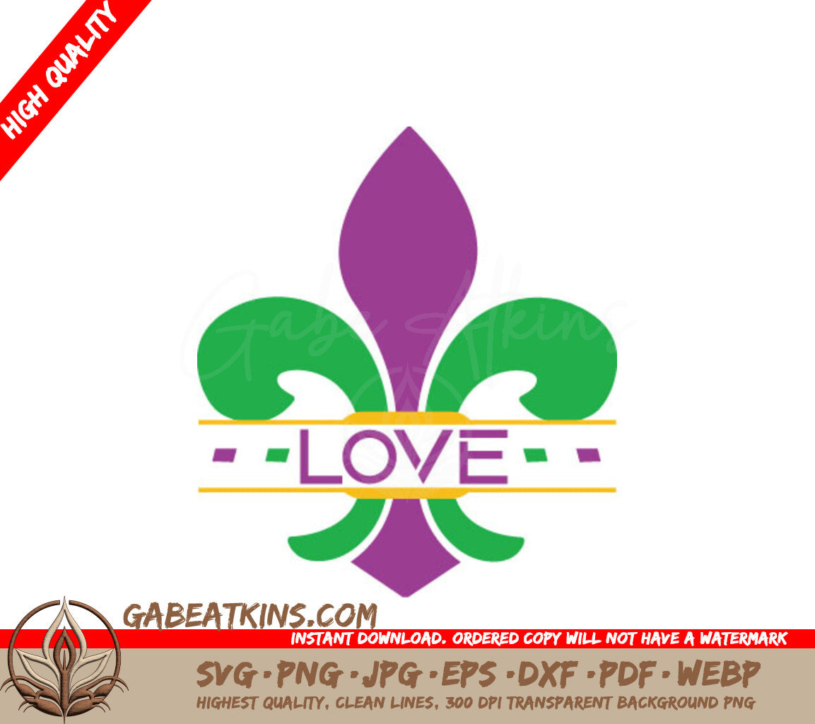 Purple Green Fleur De Lis Love SVG SVG