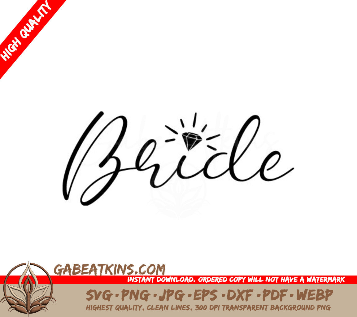 Cursive Bride Diamond SVG SVG