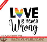 Rainbow Heart Love Is Never Wrong SVG SVG