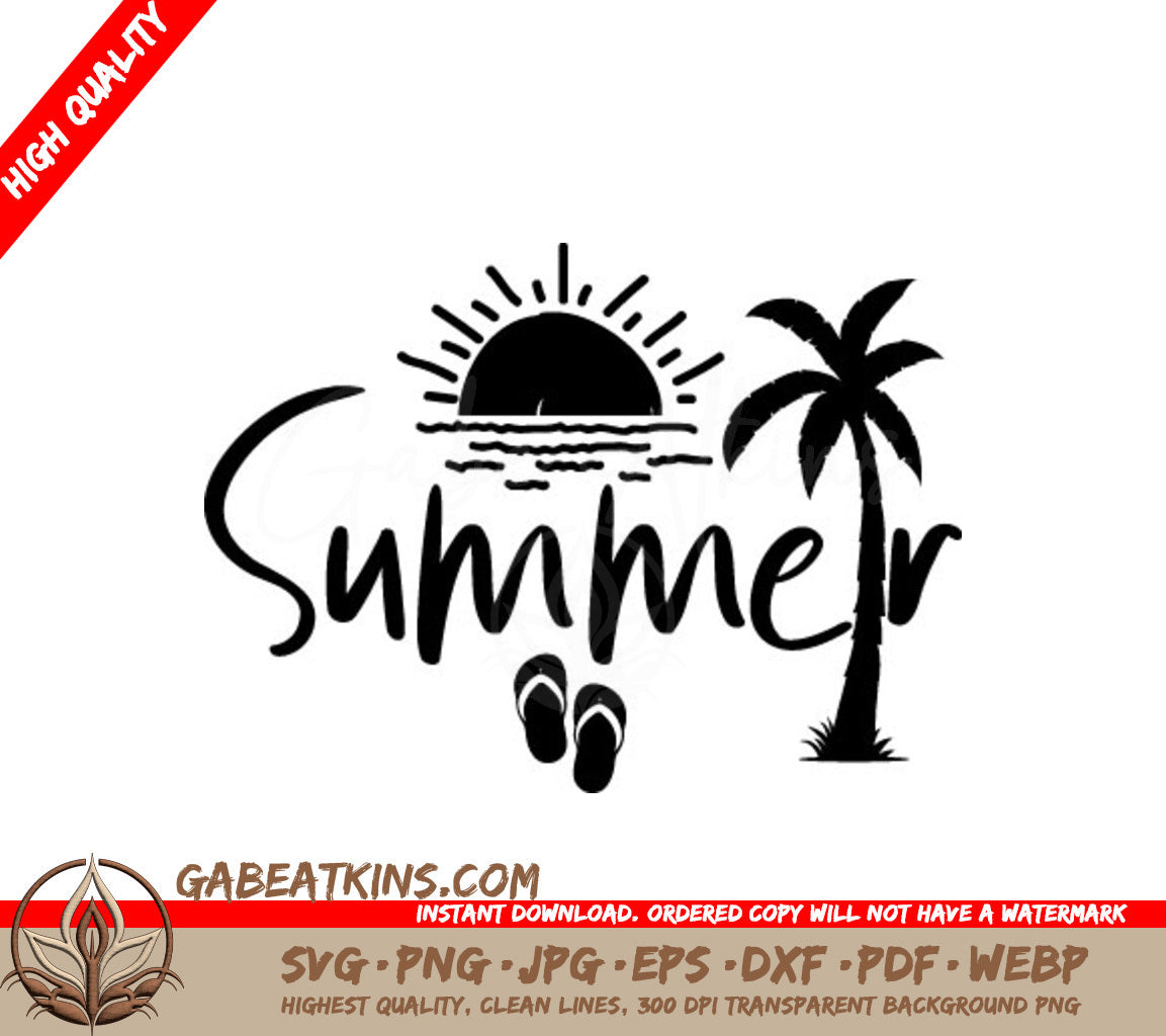Summer Palm Tree Flip Flop SVG SVG