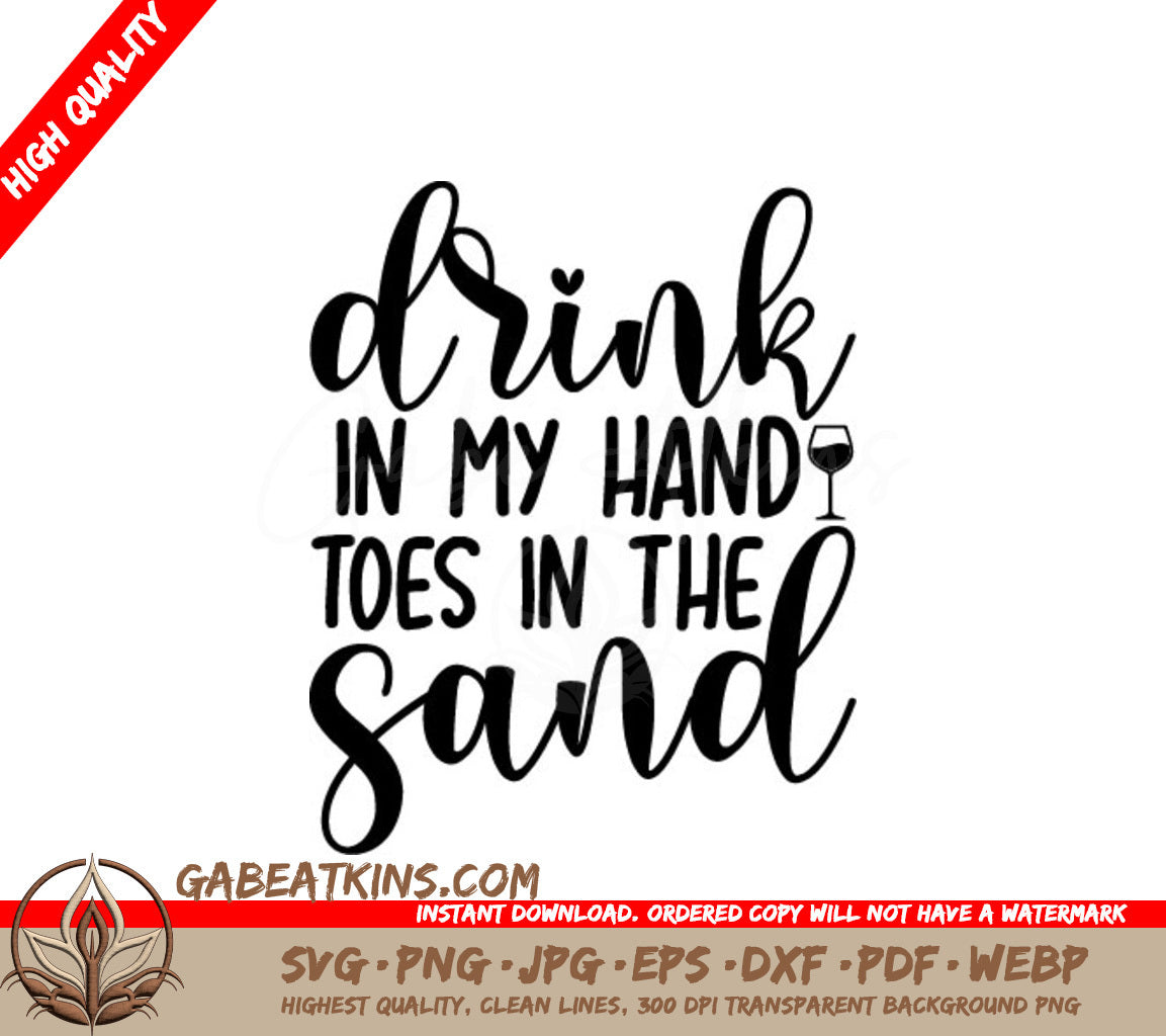 Summer Drink & Sand SVG SVG