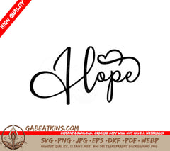 Cursive Hope Heart SVG SVG