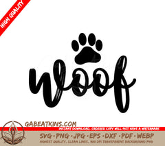 Woof Paw Print Silhouette SVG SVG