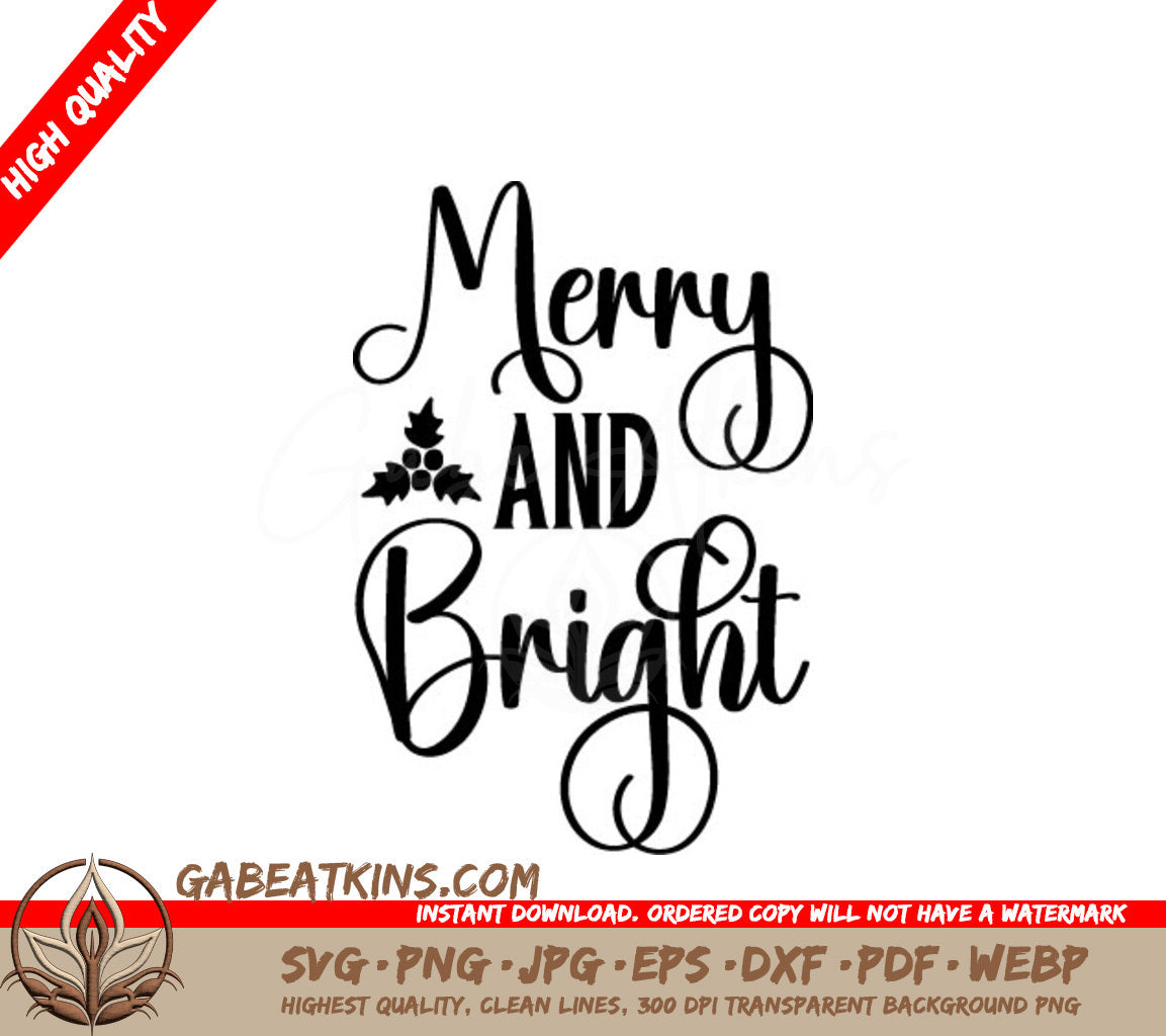 Merry & Bright Christmas SVG SVG