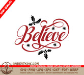 Christmas Believe Holly Stars SVG SVG
