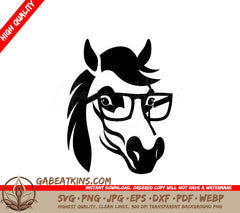 A Horse Wearing Glasses SVG - Saddle Snickers Chuckling at the Humor of Horses SVG