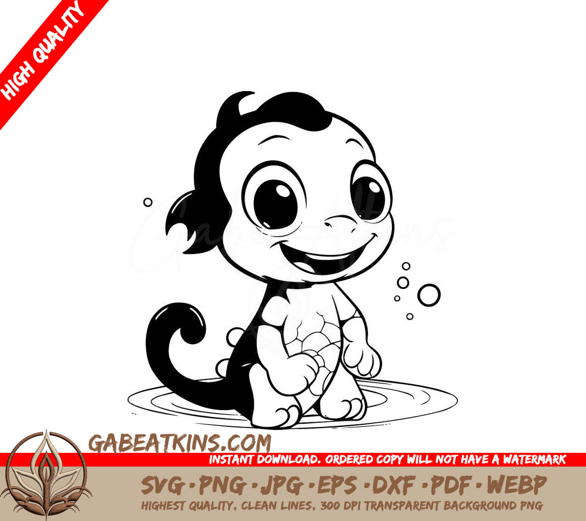 Smiling Monkey Coloring Page SVG - Animal Illustration SVG