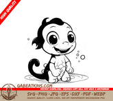 Smiling Monkey Coloring Page SVG -  Animal Illustration SVG