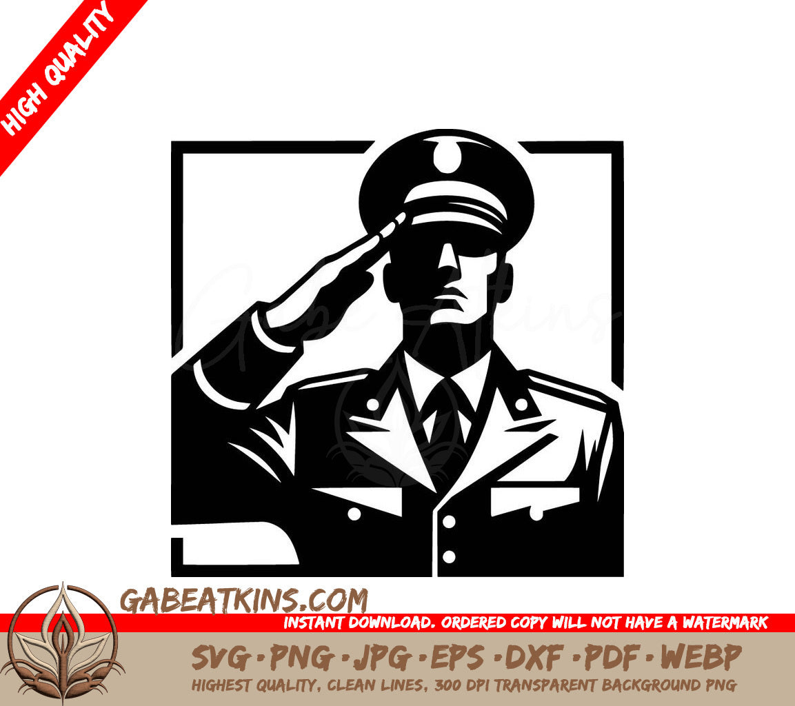 A Soldier Saluting SVG - Saluting Soldier SVG