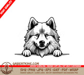 Husky Dog Peeking Over Wall SVG - Samoyed Paws Up SVG
