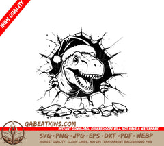 A Dinosaur Wearing A Santa Hat SVG - Santa-saurus Breakout SVG