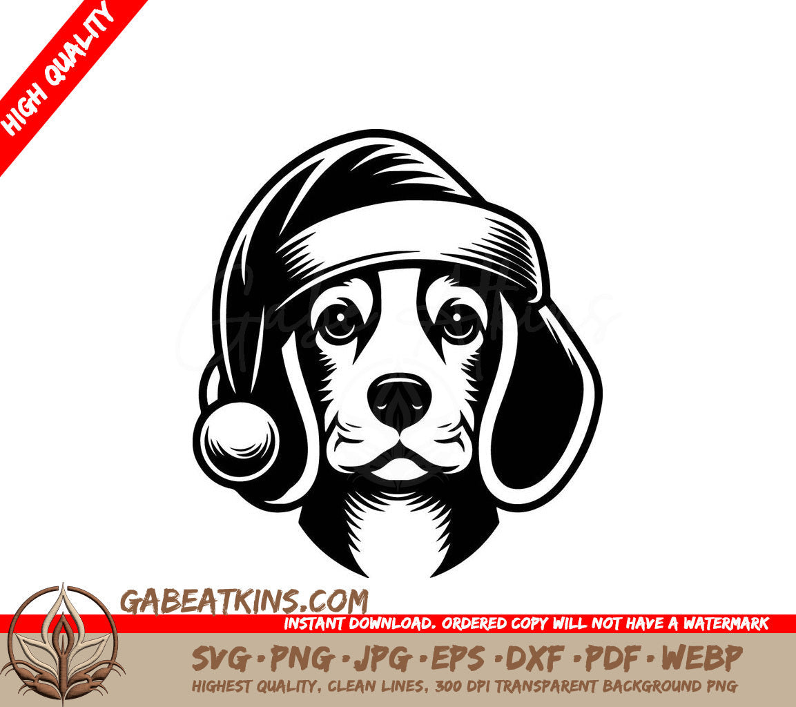 A Dog Wearing A Santa Hat SVG - Santa Beagle Delight SVG