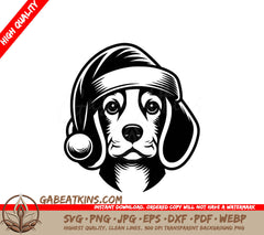 A Dog Wearing A Santa Hat SVG - Santa Beagle Delight SVG