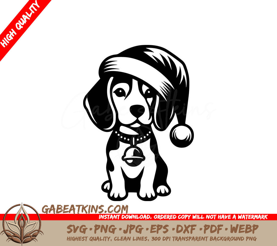 A Dog Wearing A Santa Hat SVG - Santa Beagle Puppy SVG