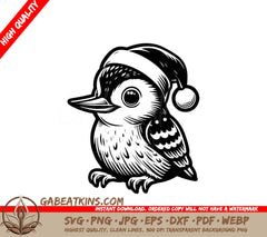 A Small Bird Wearing A Santa Hat SVG - Santa Bird SVG