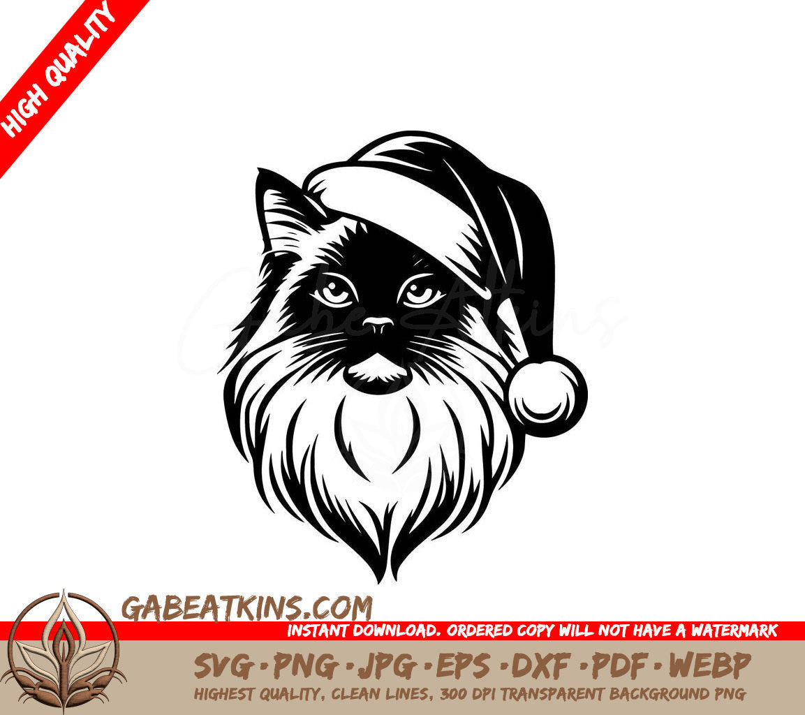 A Cat Wearing A Santa Hat SVG - Santa Birman Cat SVG