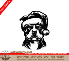 A Dog Wearing A Santa Hat SVG - Santa Bull Terrier Pup SVG