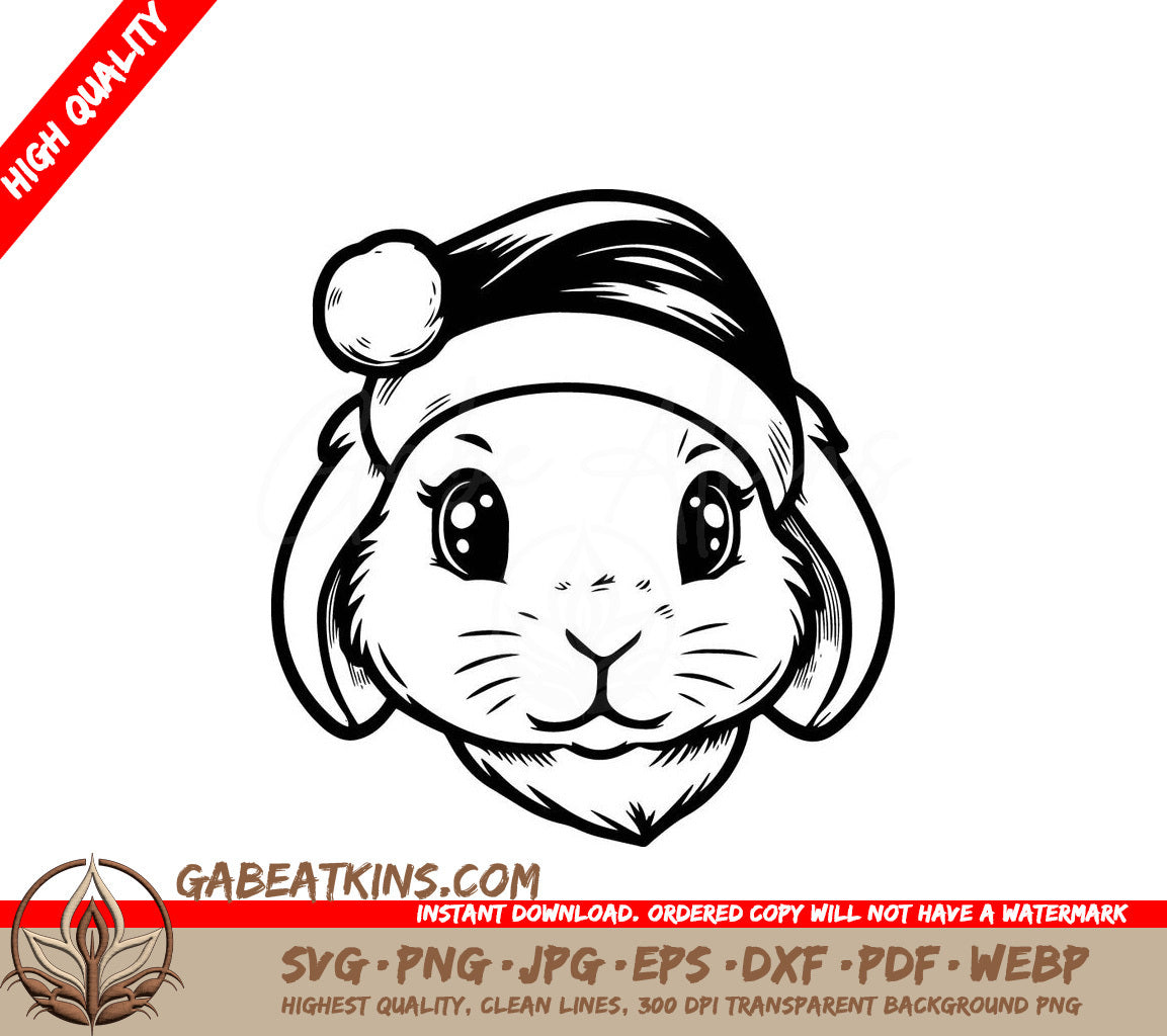 A Rabbit Wearing A Santa Hat SVG - Santa Bunny SVG