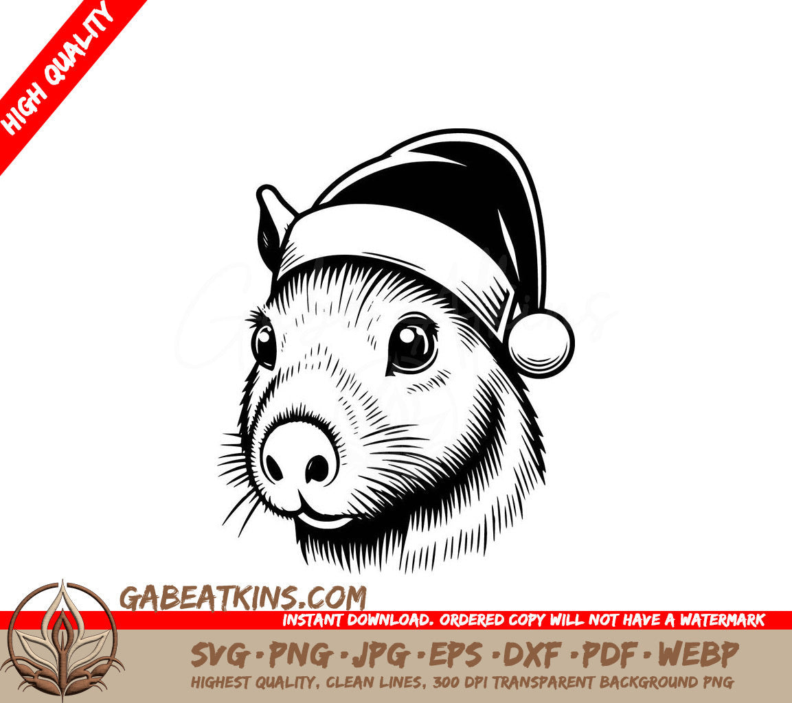 A Ferret Wearing A Santa Hat SVG - Santa Capybara SVG