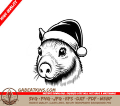 A Ferret Wearing A Santa Hat SVG - Santa Capybara SVG