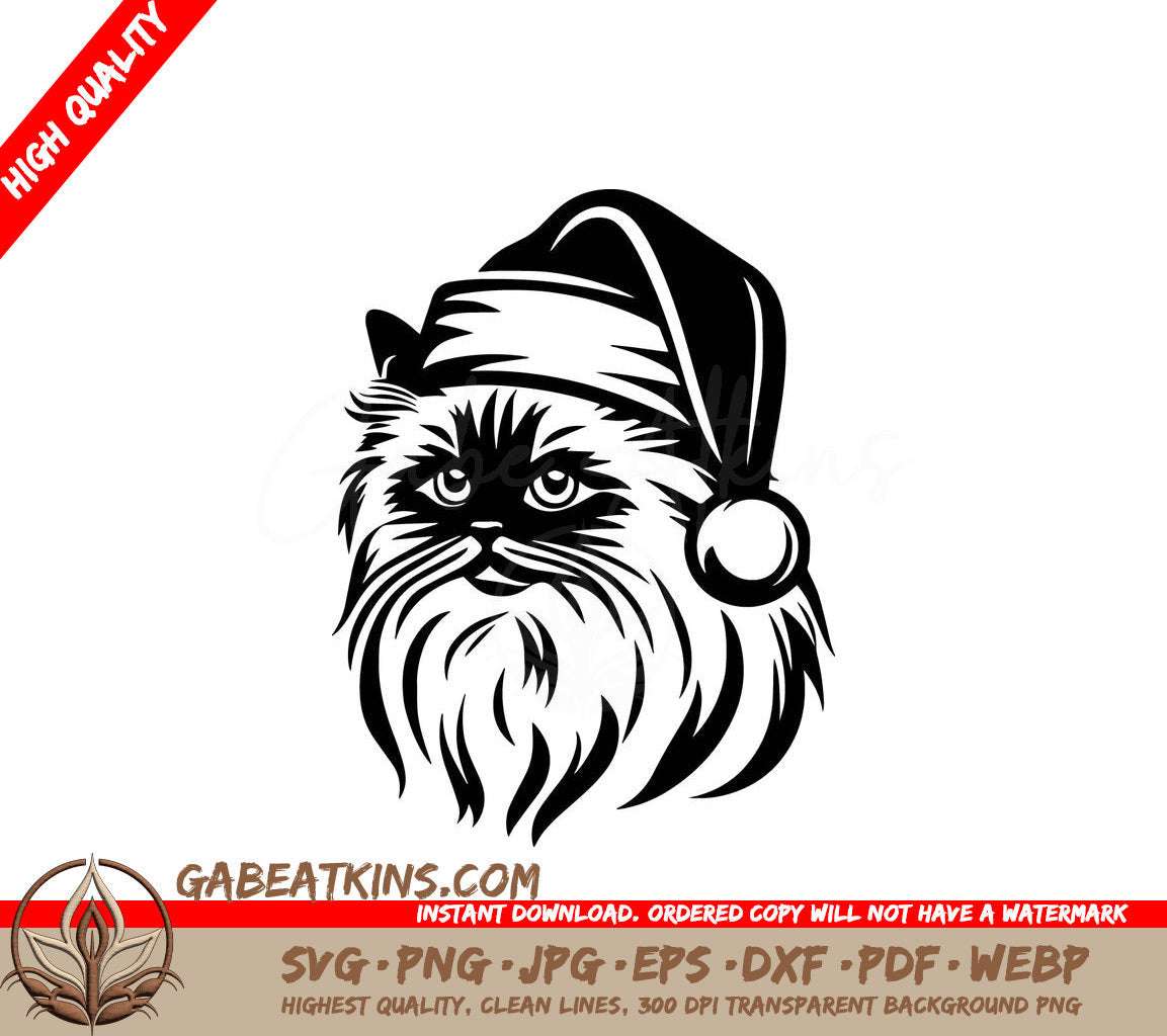 A Cat Wearing A Santa Hat SVG - Santa Cat Hat SVG