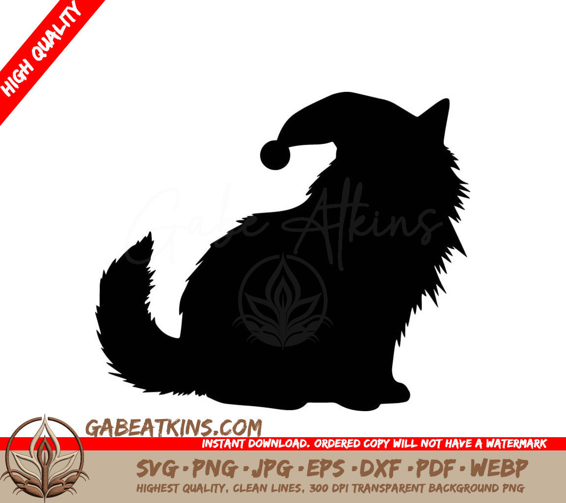 A Cat Wearing A Santa Hat SVG - Santa Cat SVG