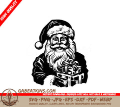 Santa Claus Holding A Gift SVG - Santa Claus Holding Gifts SVG